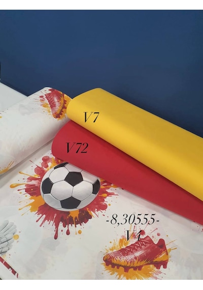240 En Pamuk Futbol Desenli Nevresimlik Kumaş Paketi Kırmızı
