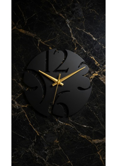 Dekoratif Sessiz Siyah Metal Duvar Saati 47x47cm Metal Telefon Tutacağı Hediyeli