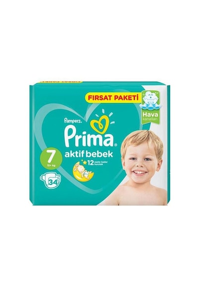 Prima Pampers Aktif Bebek Fırsat Paketi Bebek Bezi 15+ KG 7 Beden 6 x 34 Adet 6'lı