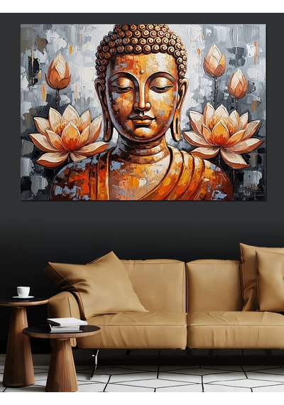 Ahşap Tablo Meditasyon Yapan Buda Ve Lotus Çocuk Odası Tabloları