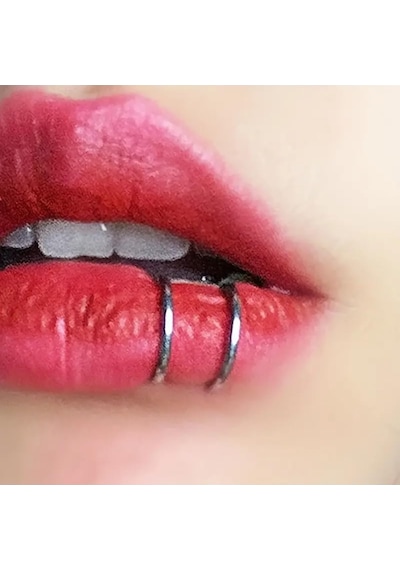 Takıconcept Paslanmaz Çelik Deliksiz Piercing Dudak Piercing Fake Piercing 2 Adet, Gümüş Genel