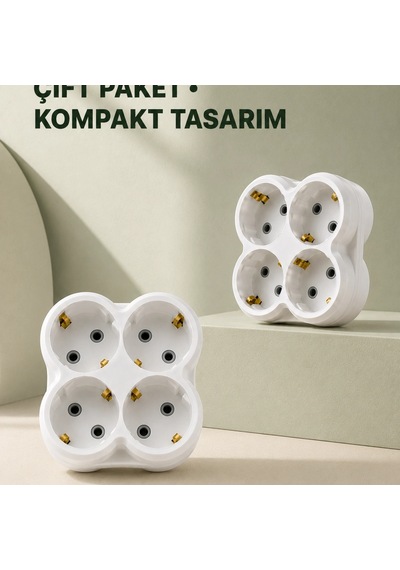 4 Lü Priz Çoğaltıcı 2 Adet Set Kablosuz Duvar Tipi Priz Çoklayıcı Adaptör Diğer