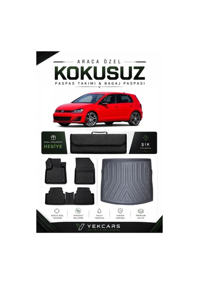 Volkswagen Golf 7 Ve 7.5 2012 Model Aracınıza Özel 4d Karbonlu Kauçuk Paspas Takımı Ve Bagaj Havuzu