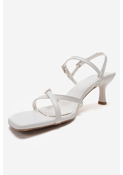 Luvishoes Nebel Beyaz Cilt Kadın Topuklu Ayakkabı Beyaz