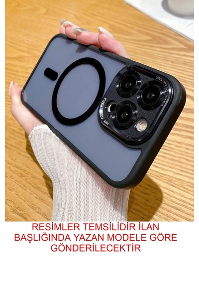İphone 13 Uyumlu Kılıf Magsafe Özellikli Metal Tuş Sararmaya Karşı Korumalı Kapak Siyah