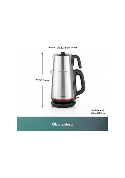 Royaltea 1711h Çelik Çay Makinesi Inox Siyah
