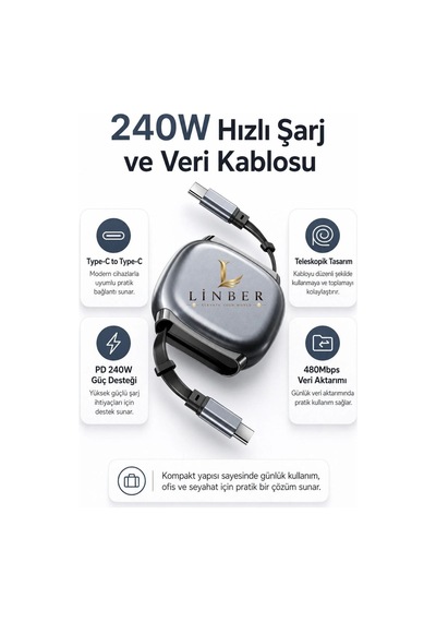 240w Type-c To Type-c Gri Teleskopik Şarj Ve Veri Kablosu, Geri Sarılabilir Mini Tasarım, Kademeli Uzunluk Ayarı,taşınabilir Hızlı Şarj Kablosu Gri 240w Type-c To Type-c Gri Teleskopik Şarj Ve Veri Kablosu, Geri Sarılabilir Mini Tasarım, Kademeli Uzunluk Ayarı,taşınabilir Hızlı Şarj Kablosu Gri