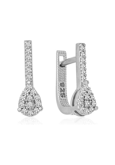 Gümüş Sallantılı Damla Taşlı Küpe 14 MM-Gümüş