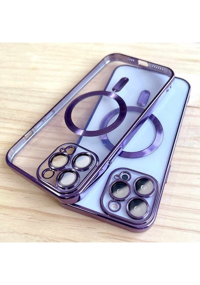 Teknomoda Apple iPhone Uyumlu 15 Kılıf Kamera Lens Korumalı Renkli Magsafe Şeffaf Silikon Yeşil