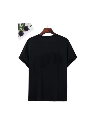Flood Of Style Unisex Saturn Baskılı T-shirt Siyah