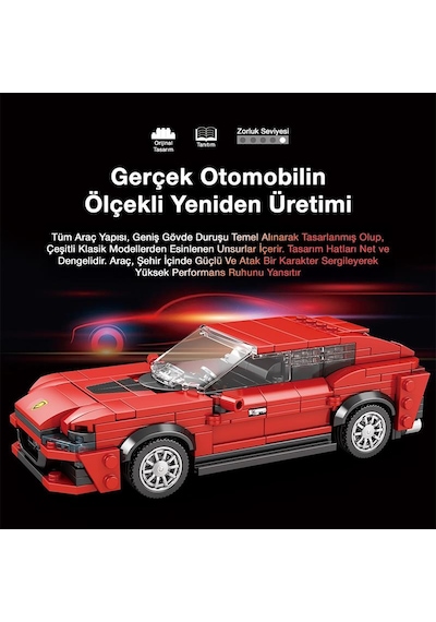Reobrix Technic 689 Ferrari Purosangue Spor Araba Yaratıcı Yapı Blok Seti Building Blocks - 416 Parça