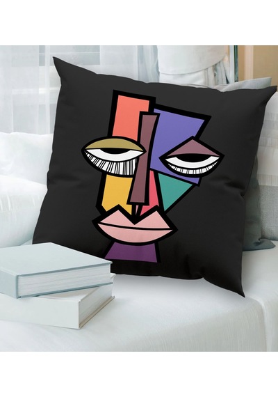 BK Gift Modern Art Tasarımlı Premium Kumaş Siyah Kırlent Yastık,