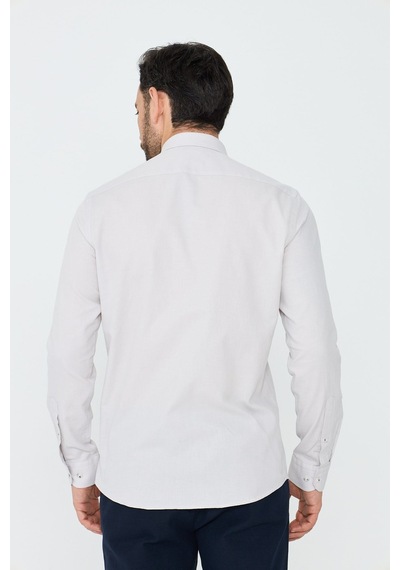 White Stone Ekru %100 Pamuk Dynamic Fit Erkek Günlük Gömlek