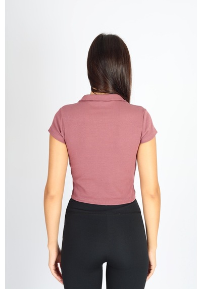 Soft&Basic Polo Yaka Ve Patlı Kaşkorse T-shirt Bakır