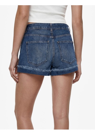 Koton Pamuklu Düğmeli Normal Bel Katlı Paça Mini Denim Şort Koyu İndigo 6sal40231md