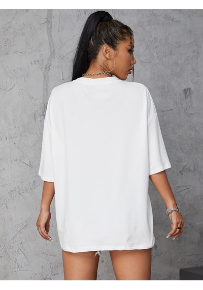 Unisex Dont Over Think Baskılı Tasarım Beyaz