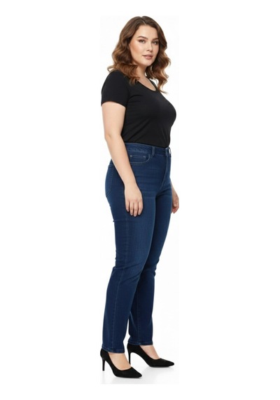 Kübra Kadın Jeans Pantolon Kemer Lastikli Düğmeli Bgl-st05059 Koyu Mavi