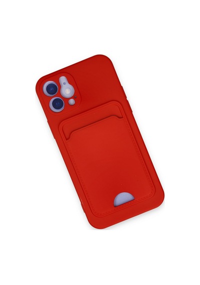 Apple iPhone Uyumlu 12 - Kılıf Kelvin Kartvizitli Silikon - Kırmızı