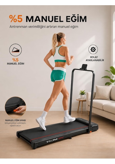 Tr V-fit By Voit Compact Katlanabilir Koşu Ve Yürüyüş Bandı Manuel Eğimli, Uzaktan Kumandalı, 10 Km/h