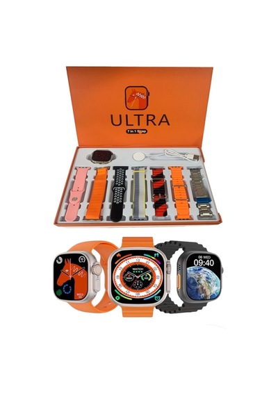 Smart Watch 8 Ultra 7 İn 1 Akıllı Saat 7 Kordonlu Takvim Spor Whatsapp Menülü Siyah - 554203736