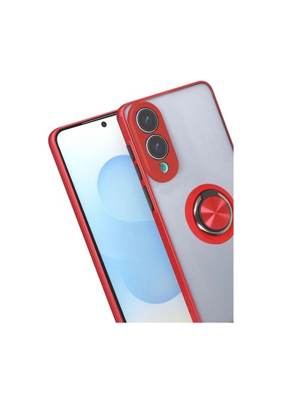 Galaxy Uyumlu - S25 Edge Kılıf Montreal Yüzüklü Silikon Kapak - Kırmızı