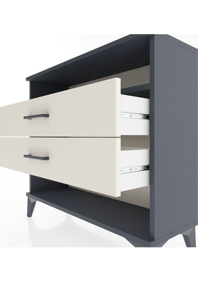 Arges Şifonyer Tek Raflı 2 Çekmeceli 88x30x80 Antrasit-aytaşı Antrasit