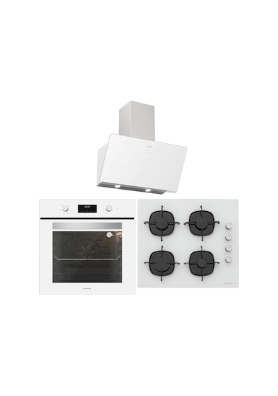 Silverline BO6502W02 - CS5335W01 - 3457  Soho 60 Beyaz Cam Ankastre Set
