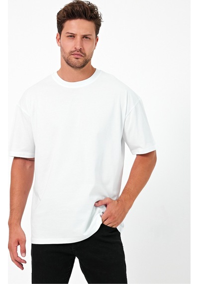 Urbantrendstore Unisex Sade Basic Yazlık Beyaz Siyah Tshirt Oversize Fit Rahat Geniş Salaş T-shirt Günlük Tişört Sağlam Yırtılmaz Ter Emici Cotton