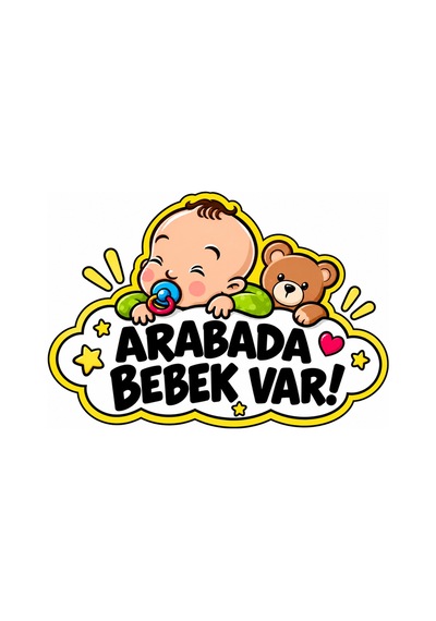 Arabada Bebek Var Oto Cam Sticker 16 Cm Bebekli Araç Arka Cam Etiketi Renkli Dekoratif Uyarı Sticker