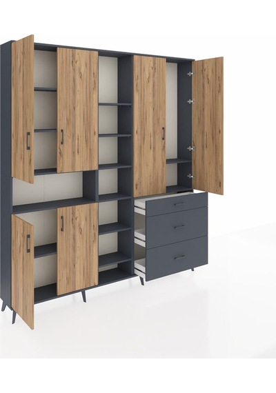 Arges Dolap 13 Raflı 3 Çekmeceli 6 Kapaklı 220x30x243 Antrasit-çam/antrasit Atlas Çam/antrasıt Arges Dolap 13 Raflı 3 Çekmeceli 6 Kapaklı 220x30x243 Antrasit-çam/antrasit Atlas Çam/antrasıt