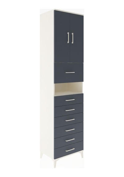 Hyperion Dolap 2 Raflı 7 Çekmeceli 2 Kapaklı 60x44x243 Aytaşı-antrasit Aytası