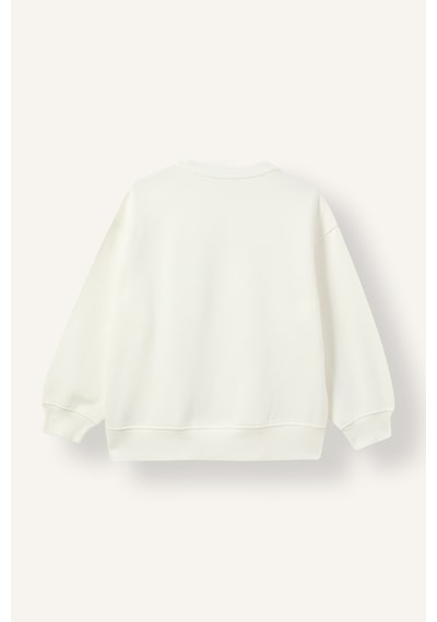 Defacto Oversıze Bisiklet Yaka Baskılı İçi Yumuşak Tüylü Kalın Sweatshirt Kız Çocuk I9201a826wner105 Ekru-er105