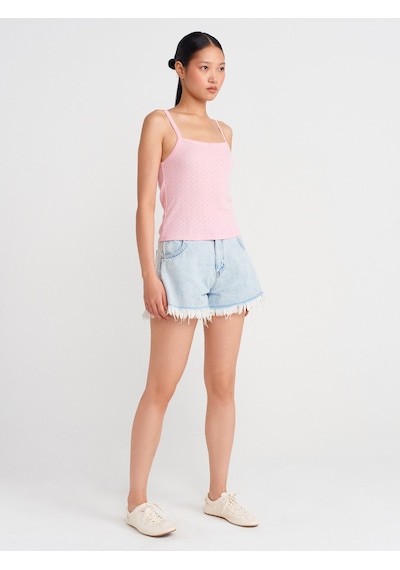 Dilvin 21044 Fiyonk Detaylı Ajurlu Top-toz Pembe Toz Pembe