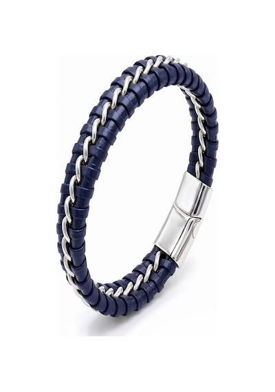Premium Parlak Ve Şık Lacivert Zincir Model 316l Çelik Ve Deri Bileklik 31834b2d5 - 21 Cm