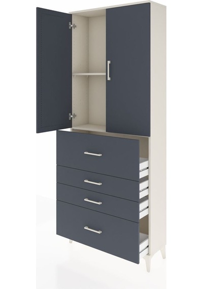 Arges Dolap 2 Raflı 4 Çekmeceli 2 Kapaklı 88x30x221 Aytaşı-antrasit Aytası