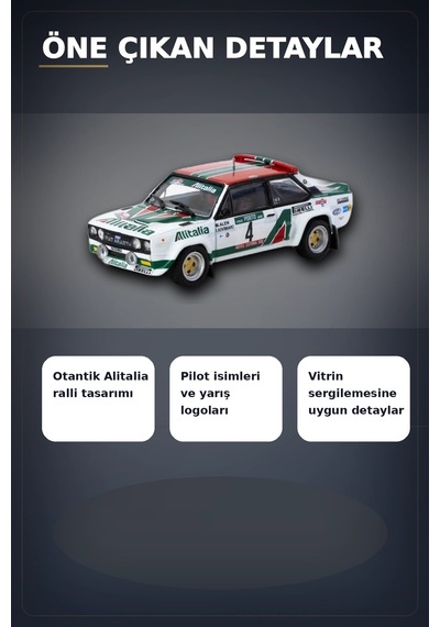1978 Portekiz Rallisi Galibi 1/64 Fiat 131 Abarth Diecast Model Araba Koleksiyonluk Bx-313350