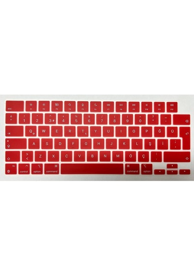 Arabulalaca Apple Macbook Uyumlu Air 13.6 Inç A3449 A3240 A3113 A2681 M2 / M3 / M4 / M5 Işlemcili Türkçe Q Silikon Klavye Koruyucu Kırmızı
