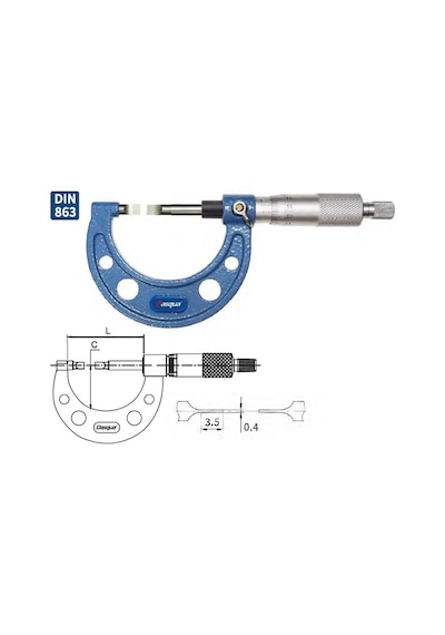 Dasqua 0-25mm Bıçak Ağızlı Mekanik Mikrometre 4570-1005