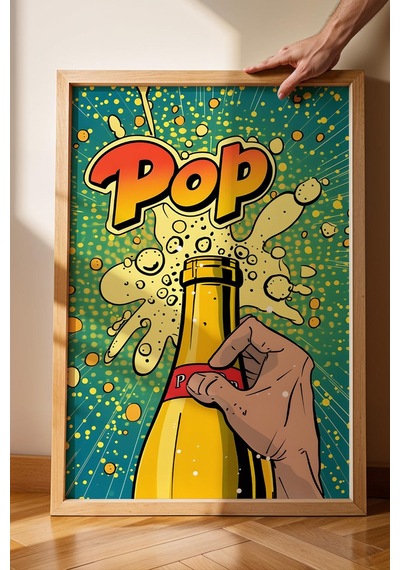 Şişe Açılışı Pop Art Çerçeveli Tablo - Pop Art Poster Tablo