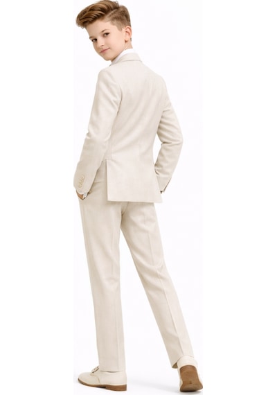 Ahengim Erkek Çocuk Slim Fit Premium Damatlık Smokin Takım Elbise Ak4000 Bej