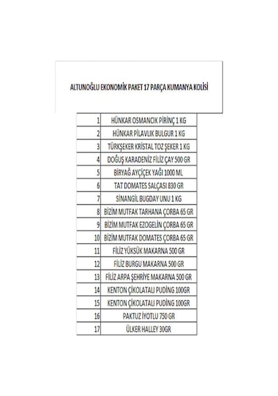 Ramazan Kumanya Erzak Gıda Kolisi 17 Parça Ekonomik Paket