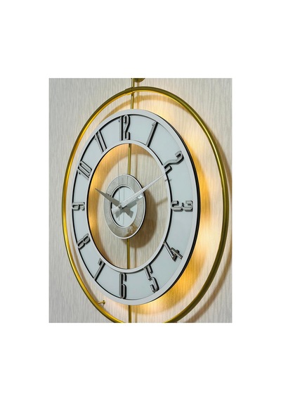 Pey Aksesuar Metal Camlı Duvar Saati 50 X 70 Cm Orta Boy Işıklı Gerçek Cam M51-gold-şeffaf-beyaz-gümüş Sarı