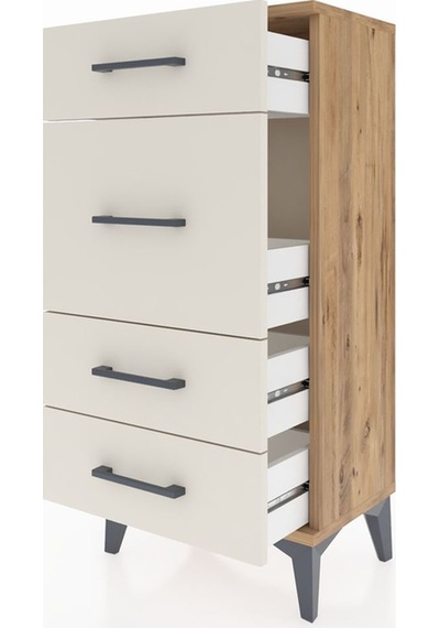 Arges Komodin 4 Çekmeceli 44x30x96 Çam-aytaşı Çam