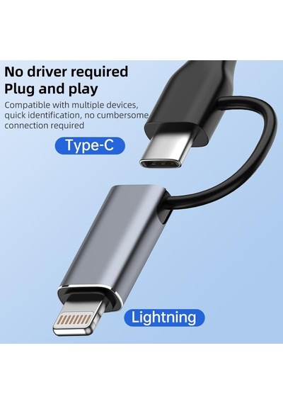 Lexroo 2 İn 1 5gbps Type-c And 8 Pin To Usb 3.0 Otg Adaptör Telef