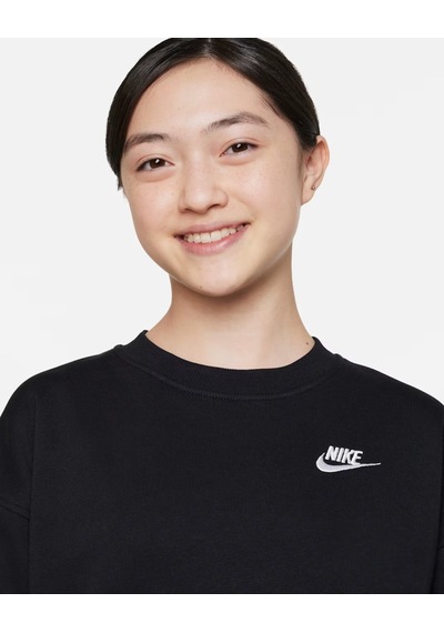 Nike Fd2923-010 Sportswear Club Fleece Büyük Çocuk Bol Kesimli Sweatshirt - Siyah