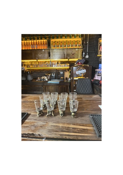 12'li Hayvan Figürlü Metal Detaylı Cam Shot Bardak Seti Bar Barmen