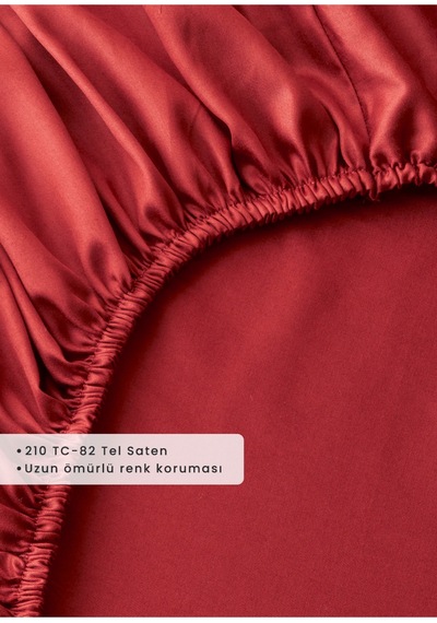 Bella Maison Premium Tencel King Size Lastikli Saten Çarşaf Bordo 180x200x35 Cm Bordo