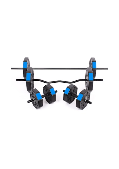 Tan Spor 60 KG Dambıl Halter Ağırlık Full Kısa + Düz + Z Bar Set Kırmızı Kapaklı