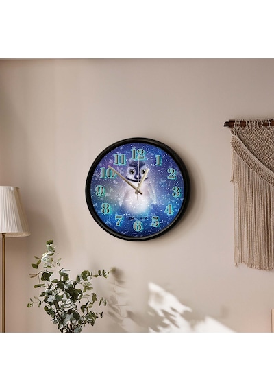 Sevimli Penguen Tasarımlı Dekoratif Duvar Saati 28 Cm Sessiz Mekanizma Çok Renkli