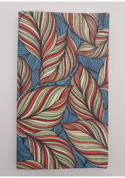 Angel Çanta Aksesuar 90x50 Cm Duck Astarlık Kumaş Sarma Yaprak Mavi Yeşil Desenli No:18